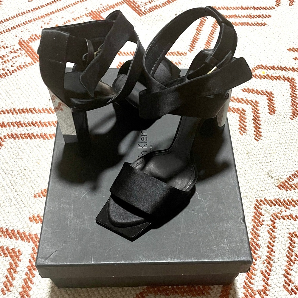 Satin Block Heel Pump